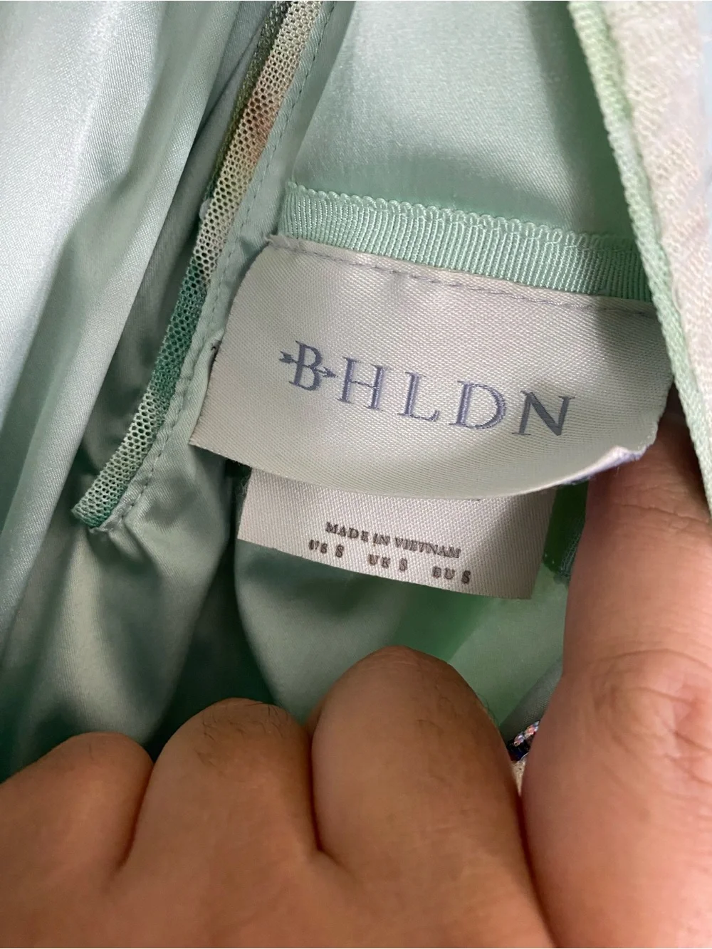 BHLDN Paulina Halter Printed Sequin Midi Dress Green Bird Small